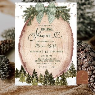 Sage Green Rustic Winter Forest Bridal Shower Invitation