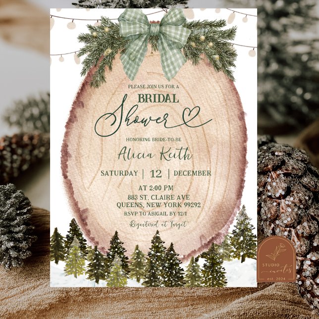 Sage Green Rustic Winter Forest Bridal Shower Invitation (Creator Uploaded)