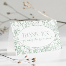 Sage Green Safari Toile de Jouy Thank You