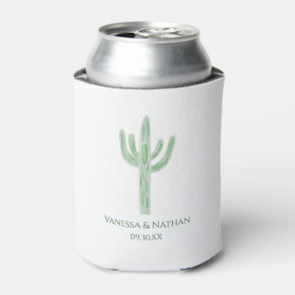 Sage Green Saguaro Cactus Wedding Can Cooler