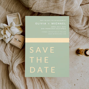Sage Green Save the Date Elegant Gold 