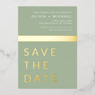 Sage Green Save the Date Elegant Gold