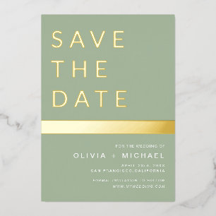  Sage Green Save the Date Elegant Gold