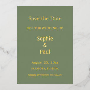 Sage Green Save the Date Foil Invitation