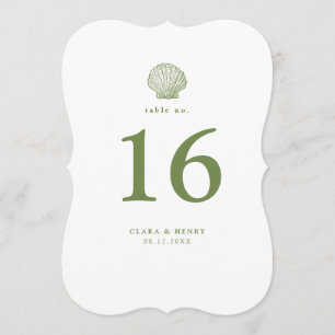 Sage Green Scallop Shell Die-Cut Table Number