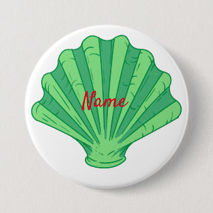 Sage Green Scallop Shell Thunder_Cove 7.5 Cm Round Badge