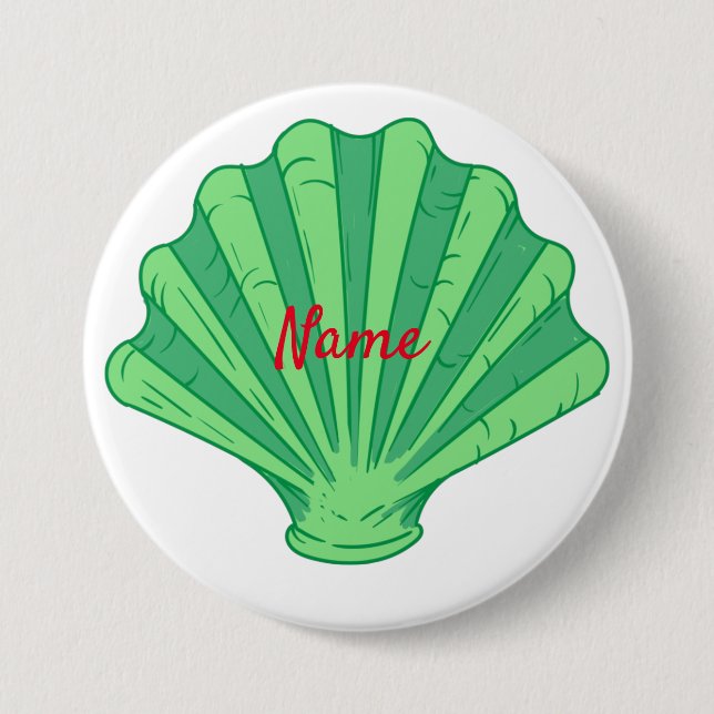 Sage Green Scallop Shell Thunder_Cove 7.5 Cm Round Badge (Front)