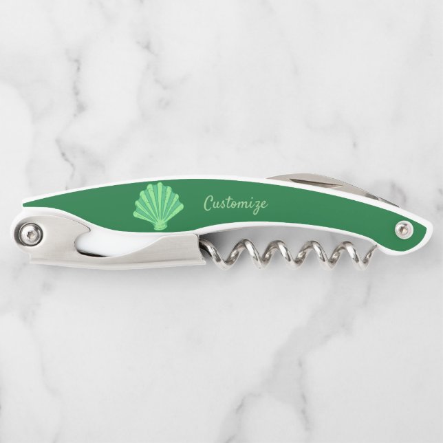 Sage Green Scallop Shell Thunder_Cove  Corkscrew (Front)
