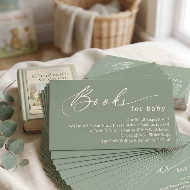 Sage Green Script Books for Baby Enclosure Card (Sage Green Script Books for Baby Enclosure Card)