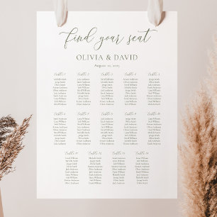 Sage Green Script Elegant 14 table Seating Chart