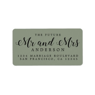 Sage Green Script Future Mr Mrs Return Address Label