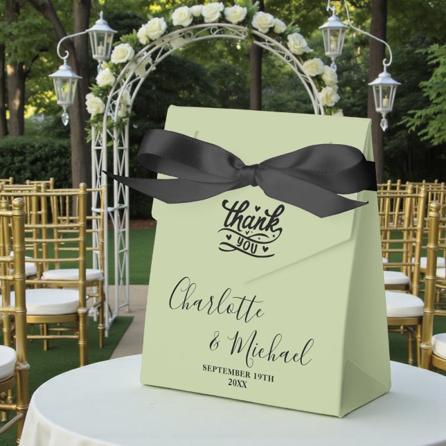 Sage Green Script Minimalist Wedding Favour Box (Creator Uploaded)