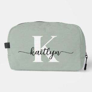 Sage Green Script Monogram Dopp Kit