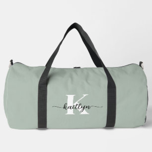 Sage Green Script Monogram Duffle Bag