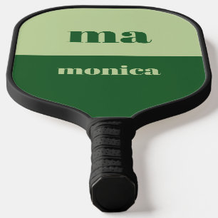 Sage green script monogram initial pickleball paddle