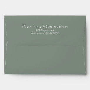 Sage Green Script Return Address Envelope