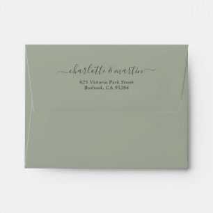 Sage Green Script Return Address Wedding A2 Envelope