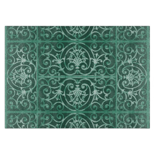 Sage green scrollwork pattern cutting board