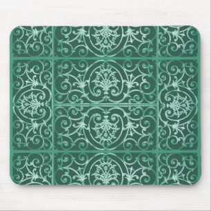 Sage green scrollwork pattern mouse mat