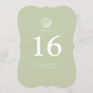 Sage Green Seashell Bracket Die-Cut Table Number