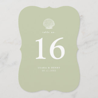 Sage Green Seashell Bracket Die-Cut Table Number