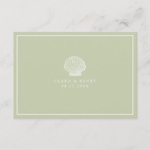 Sage Green Seashell QR Code Online RSVP Card
