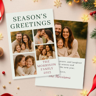 Sage Green Season's Greetings Photo Holiday Card
