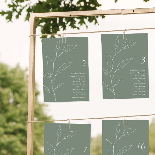 Sage Green Seating Chart Card Olive Leaf Branch  (Creator Uploaded)