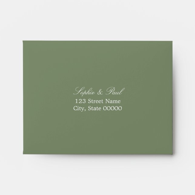 Sage Green Self Addressed RSVP Envelope (Front)