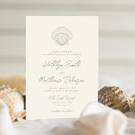 Sage Green Shell Beach Ocean Destination Wedding Invitation<br><div class="desc">Sage Green Modern Ivory Shell Beach Ocean Destination Wedding Invitation Card. Celebrate your special day with this elegant and beautiful wedding invitation card to beautify your special occasion. All the texts are pre-arranged for you to personalise easily and quickly with your own details. If you need further customisation or matching...</div>