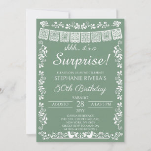 Sage Green Shhh It's a Surprise 50th Birthday Invitation