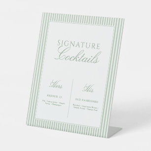 Sage Green Signature Cocktail Wedding Table Sign