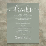 Sage Green Signature Script Drinks Menu Sign<br><div class="desc">This elegant script minimalist sage green drinks menu sign is perfect for your wedding celebration. Designed by Thisisnotme©</div>