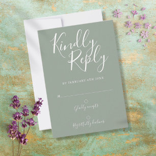 Sage Green Signature Simple Modern RSVP Card