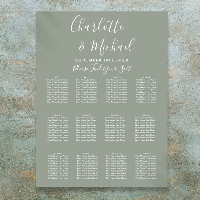 Sage Green Signature Wedding Seating Chart (Sage Green Signature Wedding Seating Chart)