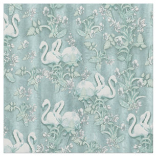 Sage Green Silk drapes & Flamingos flowers Fabric