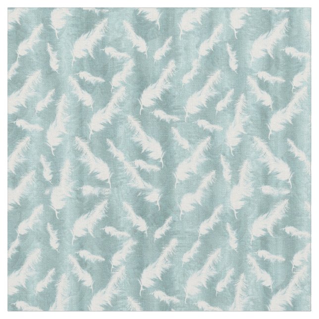 Sage Green Silk Drapes - White Feathers Fabric (Close Up)