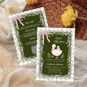 Sage Green Silly Goose All in One Baby Shower Invitation