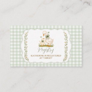 Sage Green Silly Goose Baby Shower Floral Registry Enclosure Card