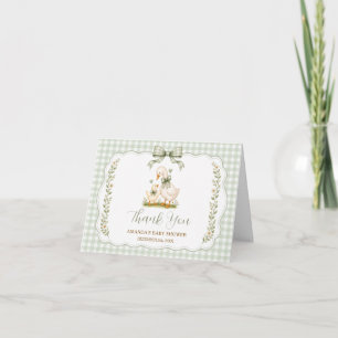 Sage Green Silly Goose Baby Shower Neutral Folded Thank You Card