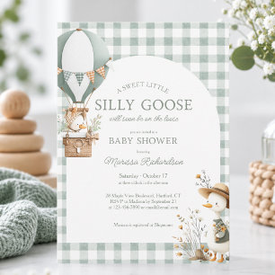 Sage Green Silly Goose Gender Neutral Baby Shower Invitation