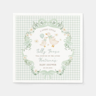 Sage Green Silly Goose Gender Neutral Baby Shower Napkin