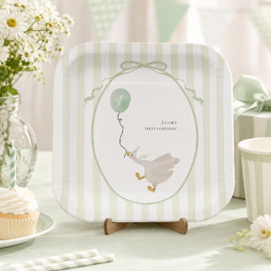 Sage Green Silly Goose Paper Plates