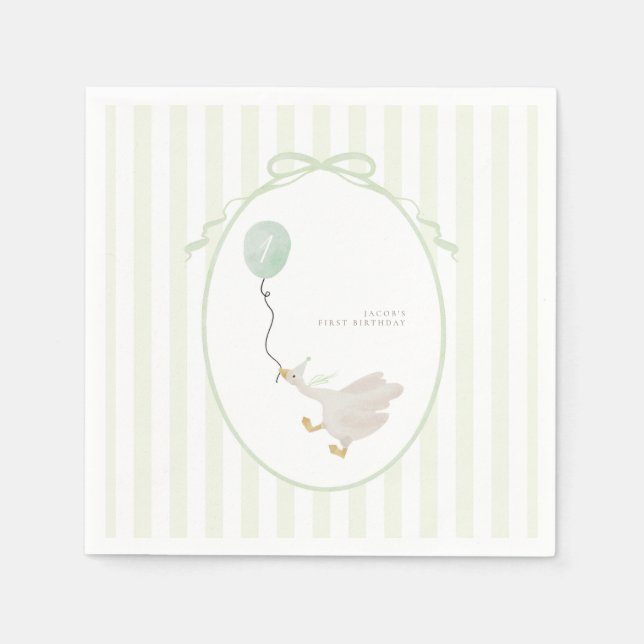 Sage Green Silly Goose Party Napkins (Front)