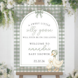 Sage Green Silly Goose Storybook Baby Shower Acrylic Sign