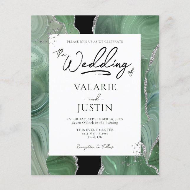 Sage Green Silver Agate Budget Wedding All in One (Front)