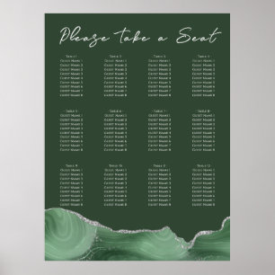 Sage Green Silver Agate Wedding Seating Chart 