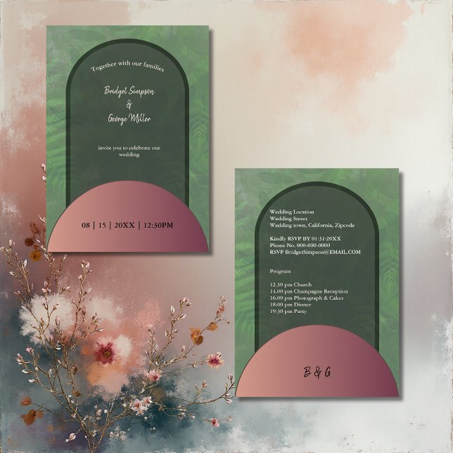 sage green simple boho chic wedding invitation (Creator Uploaded)