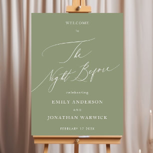 Sage Green Simple Calligraphy Rehearsal Dinner Poster