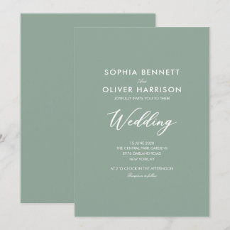 SAGE GREEN SIMPLE CALLIGRAPHY WEDDING INVITE